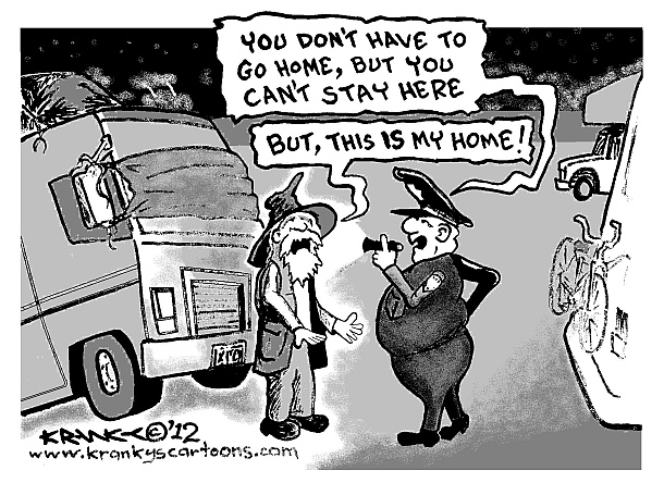 Homeless homes, cartoon