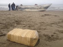 Panga boat beaches near San Simeon campground