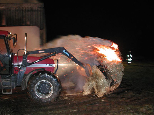 Hay trailer catches fire at Cal Poly
