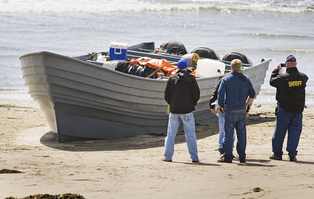 Panga boat abandoned on North County beach