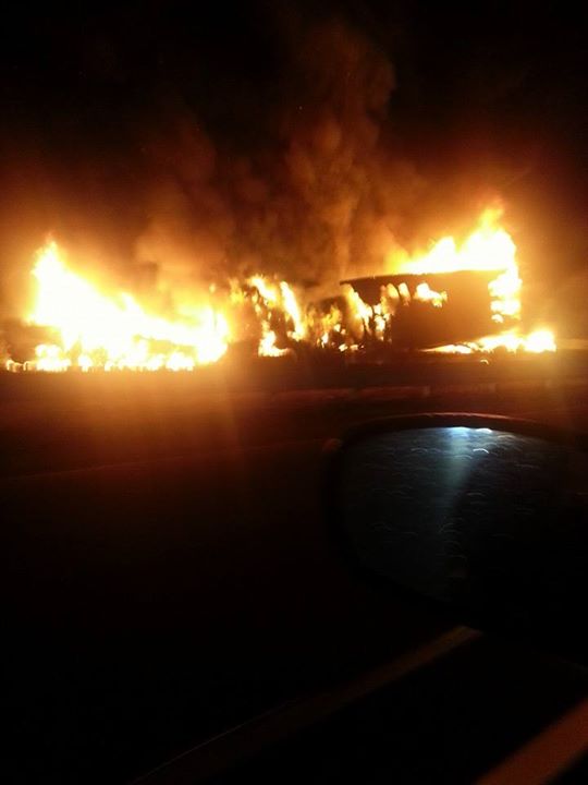 Semi-truck explodes on Highway 101 in SLO