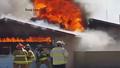 California firefighter falls through roof, video