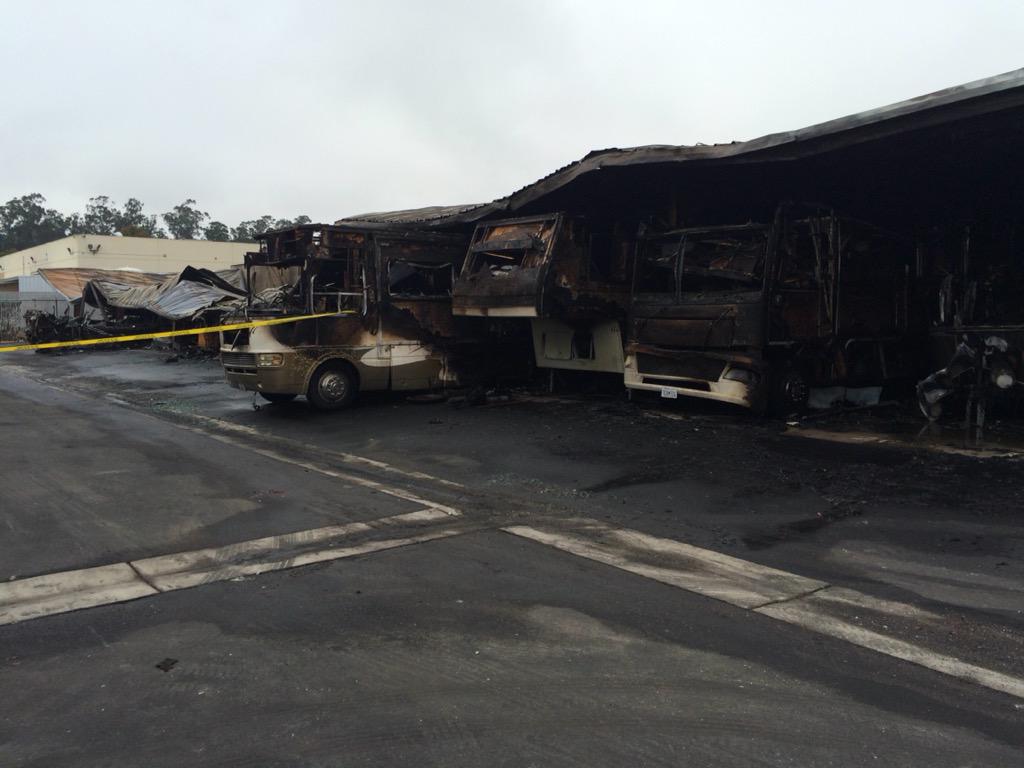Storage yard fire destroys RVs in Santa Maria