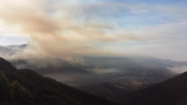 Smoke plumes rise from Cuesta Fire
