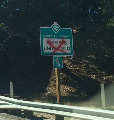 Atheist United sign vandalized in Atascadero