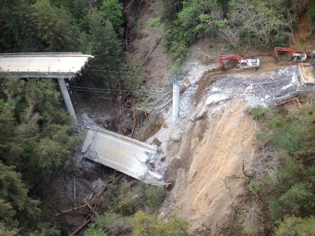 Highway 1 bridge in Big Sur demolished