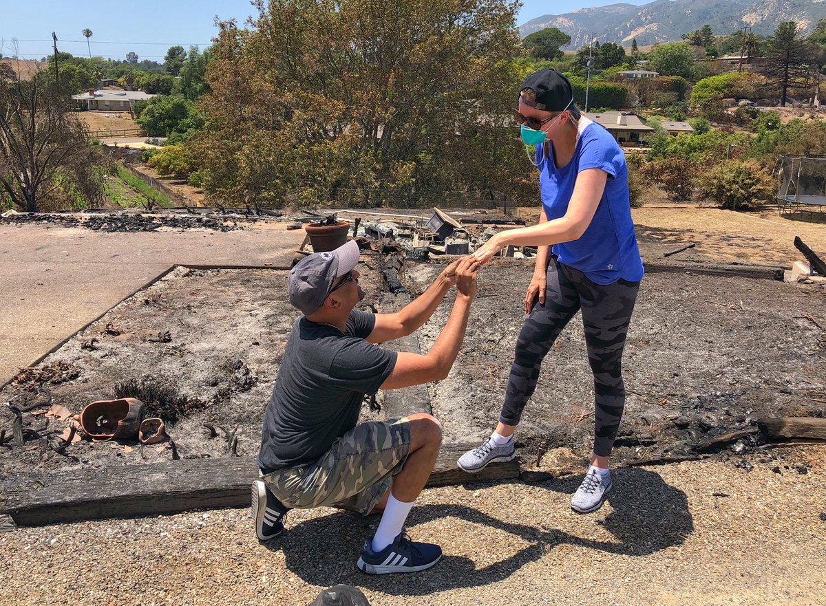 Man proposes to wife in the ruins of the Holiday Fire