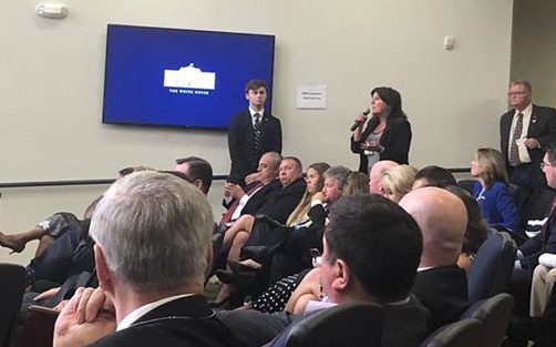 Debbie Arnold at the White House, Trump makes surprise appearance