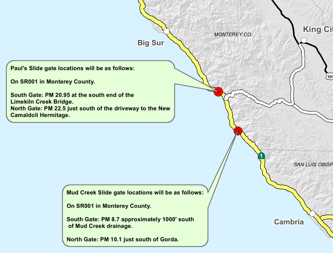 Highway 1 closed north of San Simon because of incoming storm