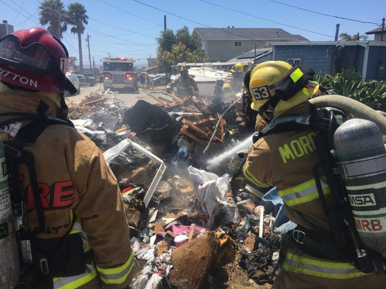 Garbage truck catches fire, dumps burning trash on Morro Bay street