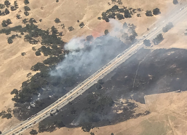Crash ignites fire north of Santa Margarita