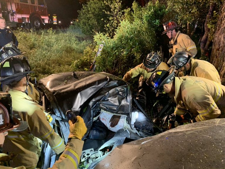 Firefighters rescue driver from SLO wreckage, video