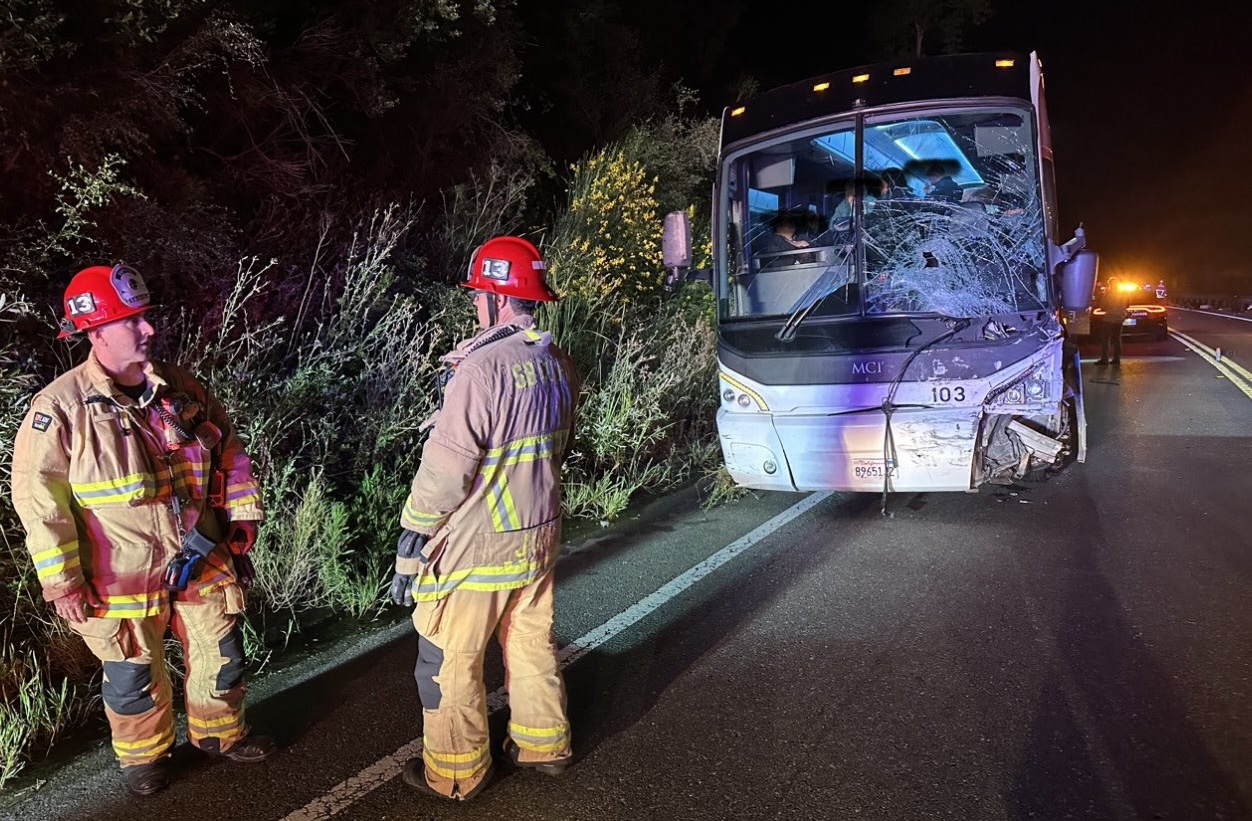 Pickup truck collides with Chumash Casino bus on Highway 154