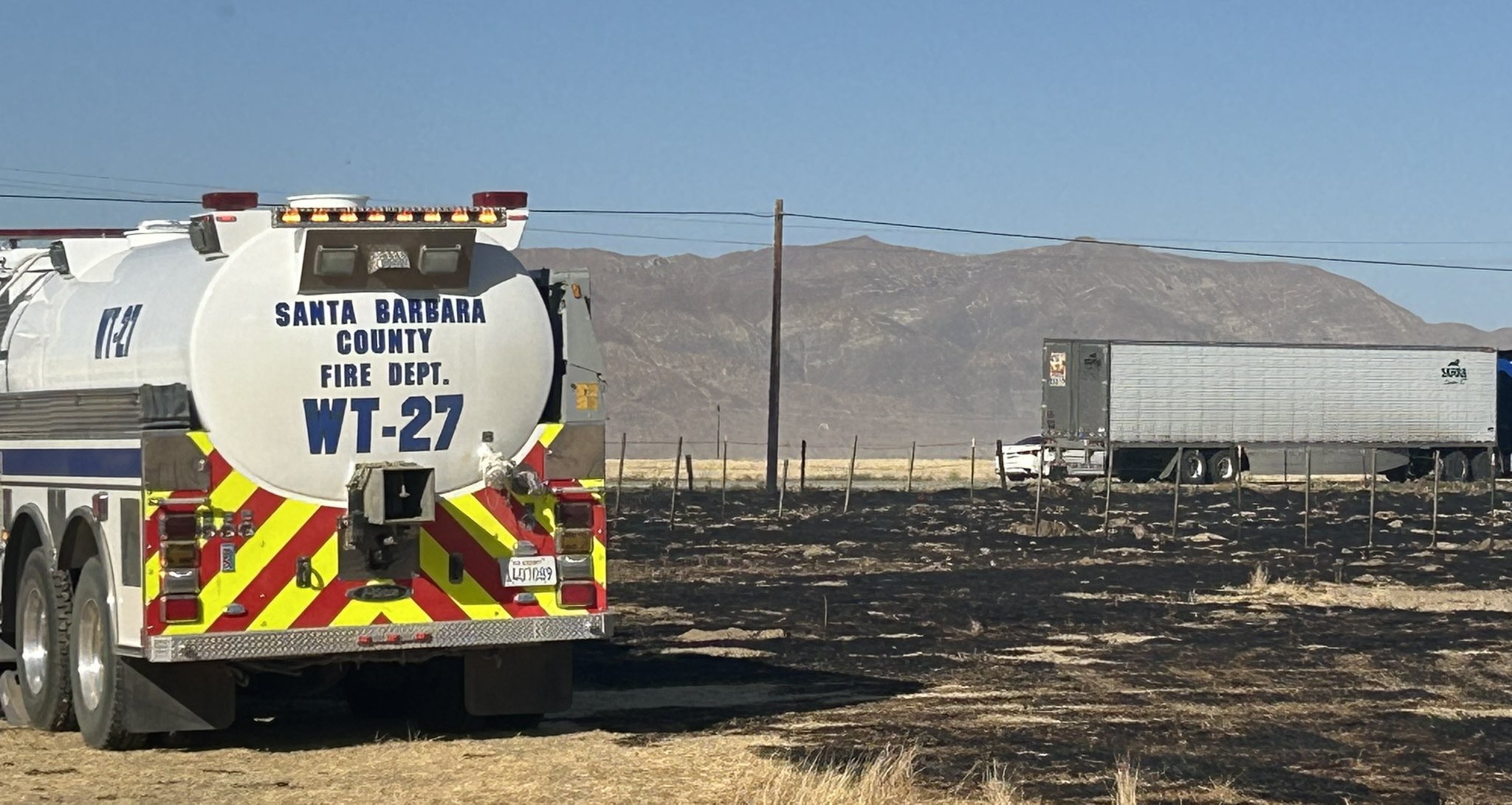 Fire sparked by a vehicle burns 37 acres along Highway 166