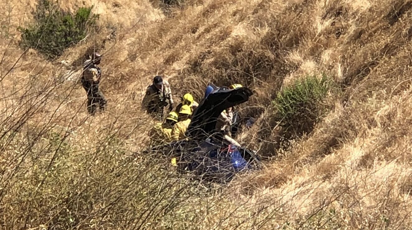 Person airlifted after car plunges 200 feet down hill from Highway 46