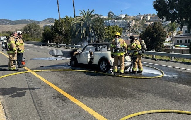 Fiery crash on Highway 101 in Pismo Beach backs up traffic