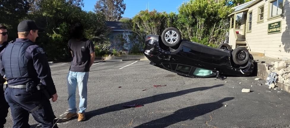 Car overturns in San Luis Obispo law office parking lot