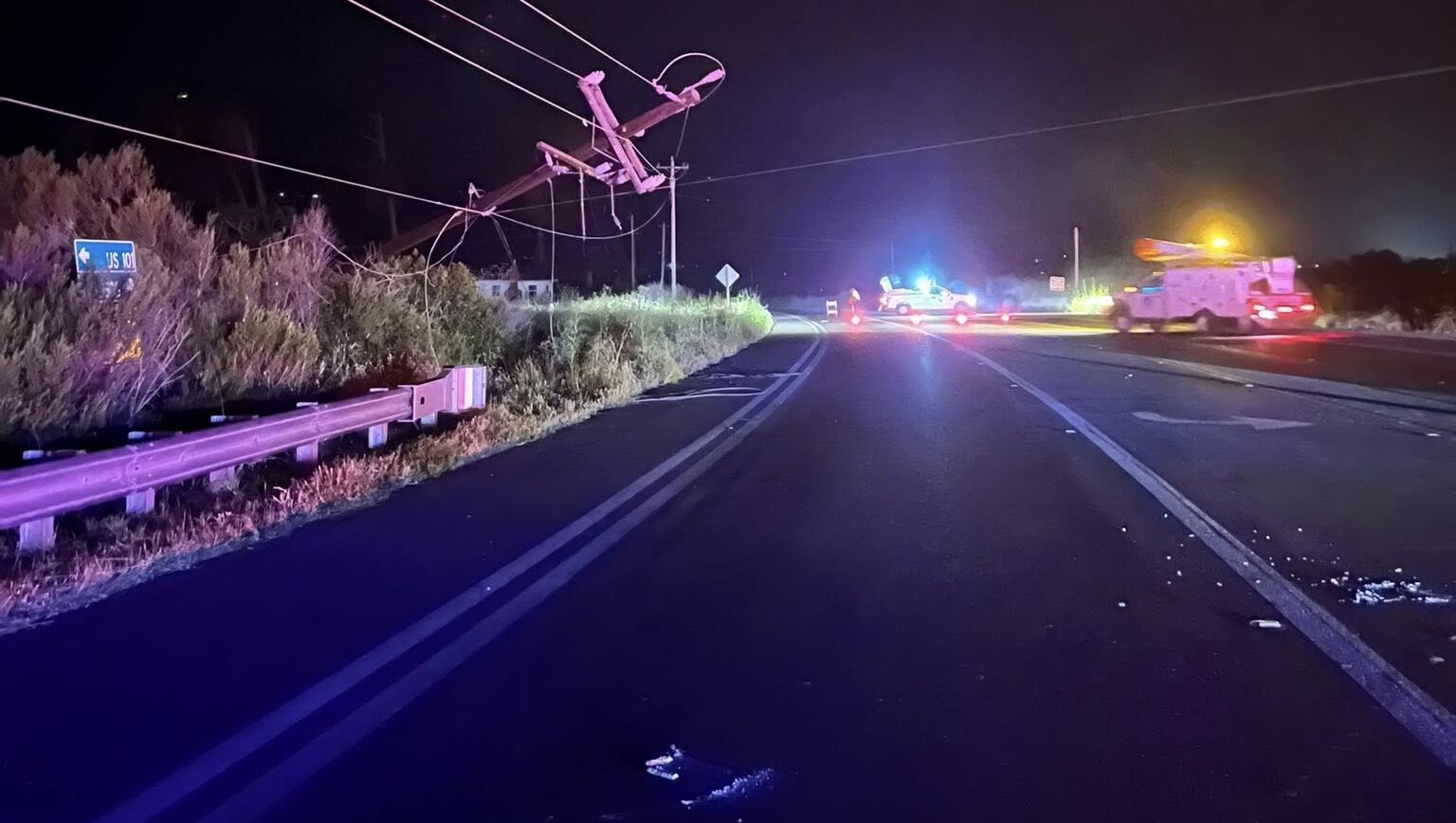Crash downs power lines near Los Osos, blocks access to San Luis Obispo