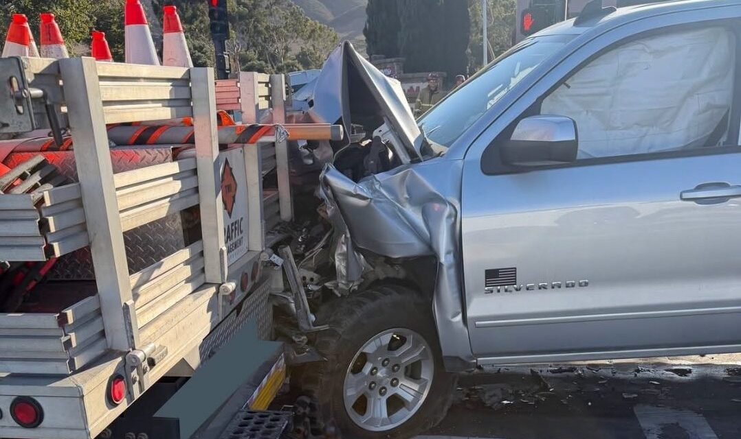 Driver falls asleep, slams into traffic control truck in San Luis Obispo